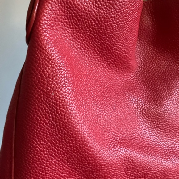 COACH Edie Refined Pebble Leather Lux Jasper Red Shoulder Bag - Picture 5 of 16